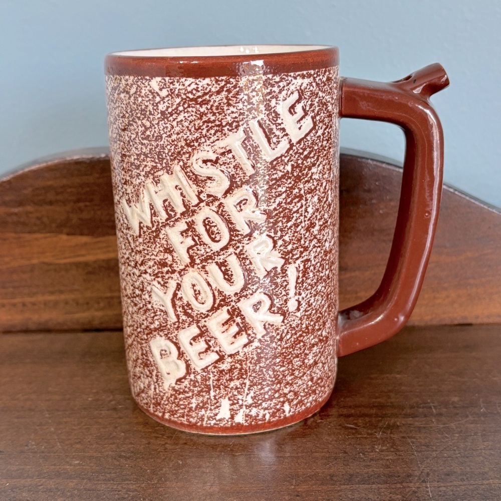 Whistle For Your Beer Novelty Vintage Beer Stein Mug Ceramic Mid Century Gift
